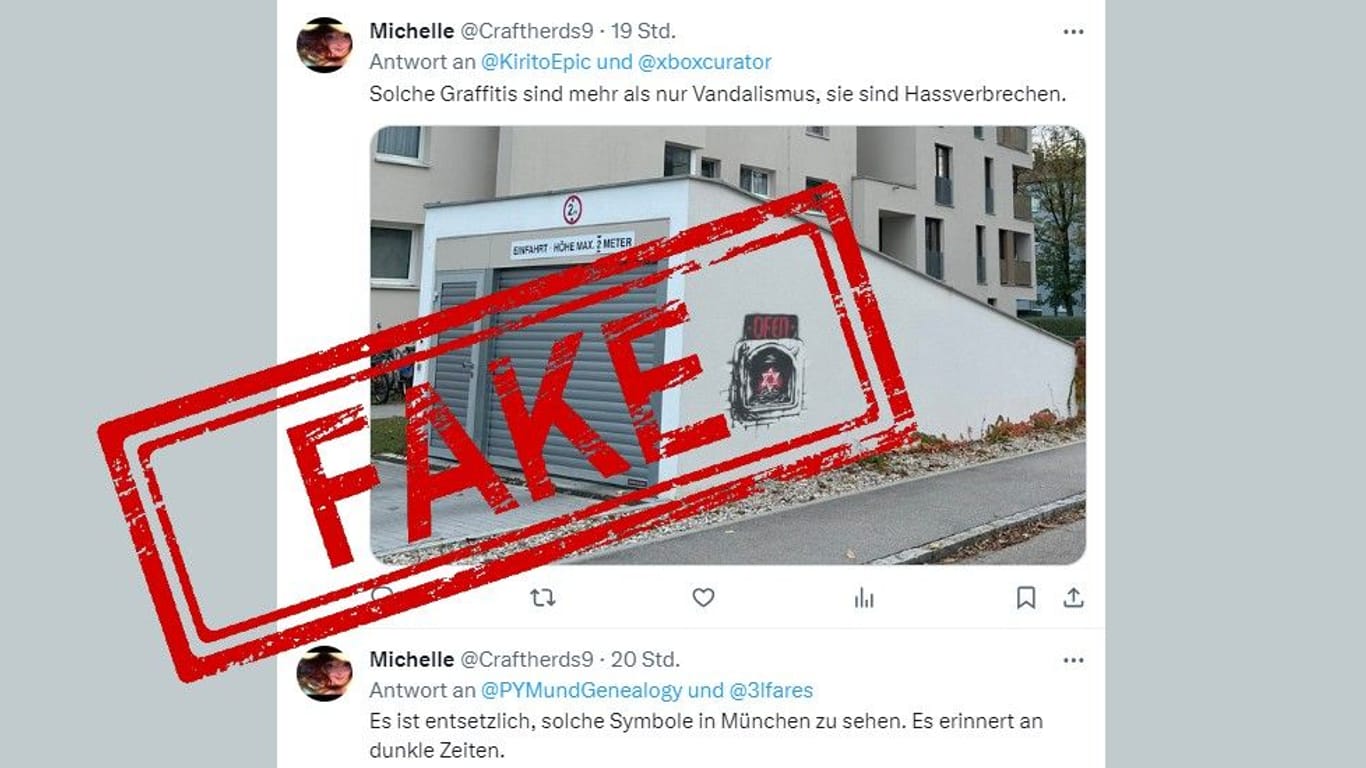 Phantom- Graffiti: Die Garage gibt es im Münchner Stadtteil Hasenbergl, das unsägliche Bild mit einem Davidstern im Ofen gab es nicht.