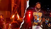 Rapper Djonga fängt auf der Bühne Feuer
