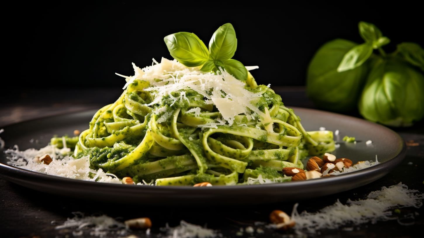Basilikum-Pesto mit Nudeln Basilikum-Pesto mit Nudeln