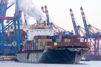 Ein Containerschiff der Reederei MSC im Hamburger Hafen (Archivbild): Der Konzern aus der Schweiz möchte sich im großen Stil am Hafenlogistiker HHLA beteiligen.