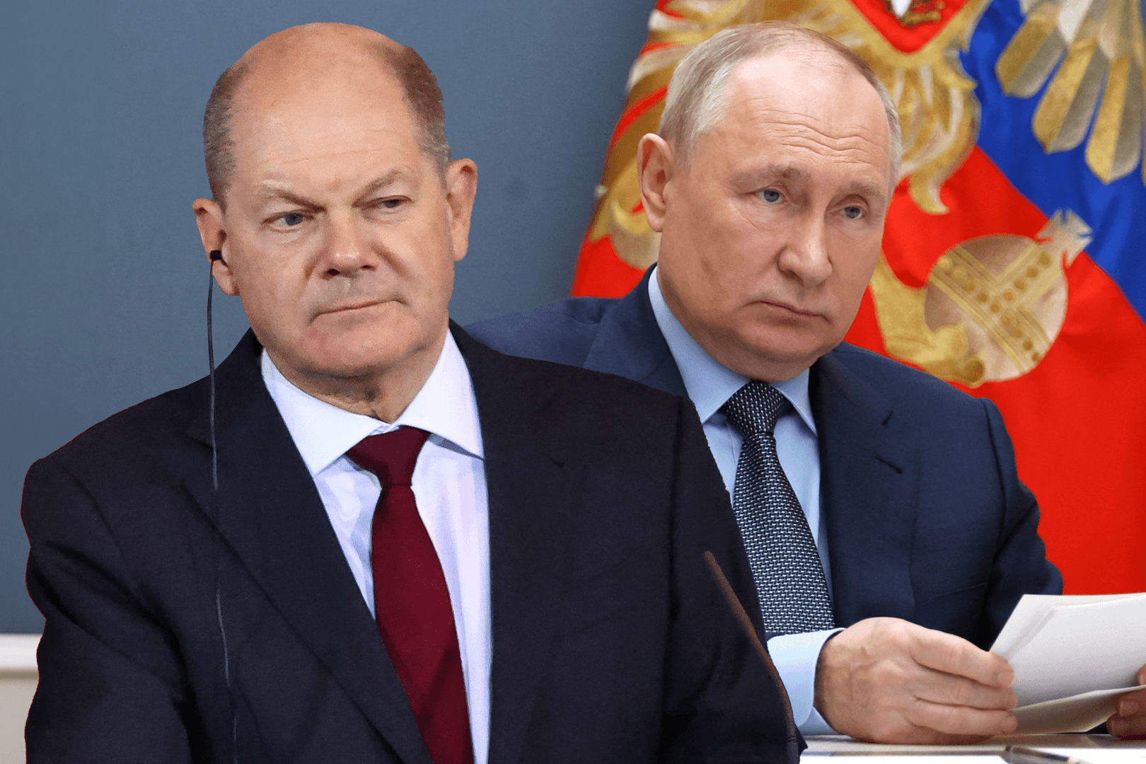 Olaf Scholz und Wladimir Putin: Der SPD-Politiker kritisiert während seiner USA-Reise das Interview.