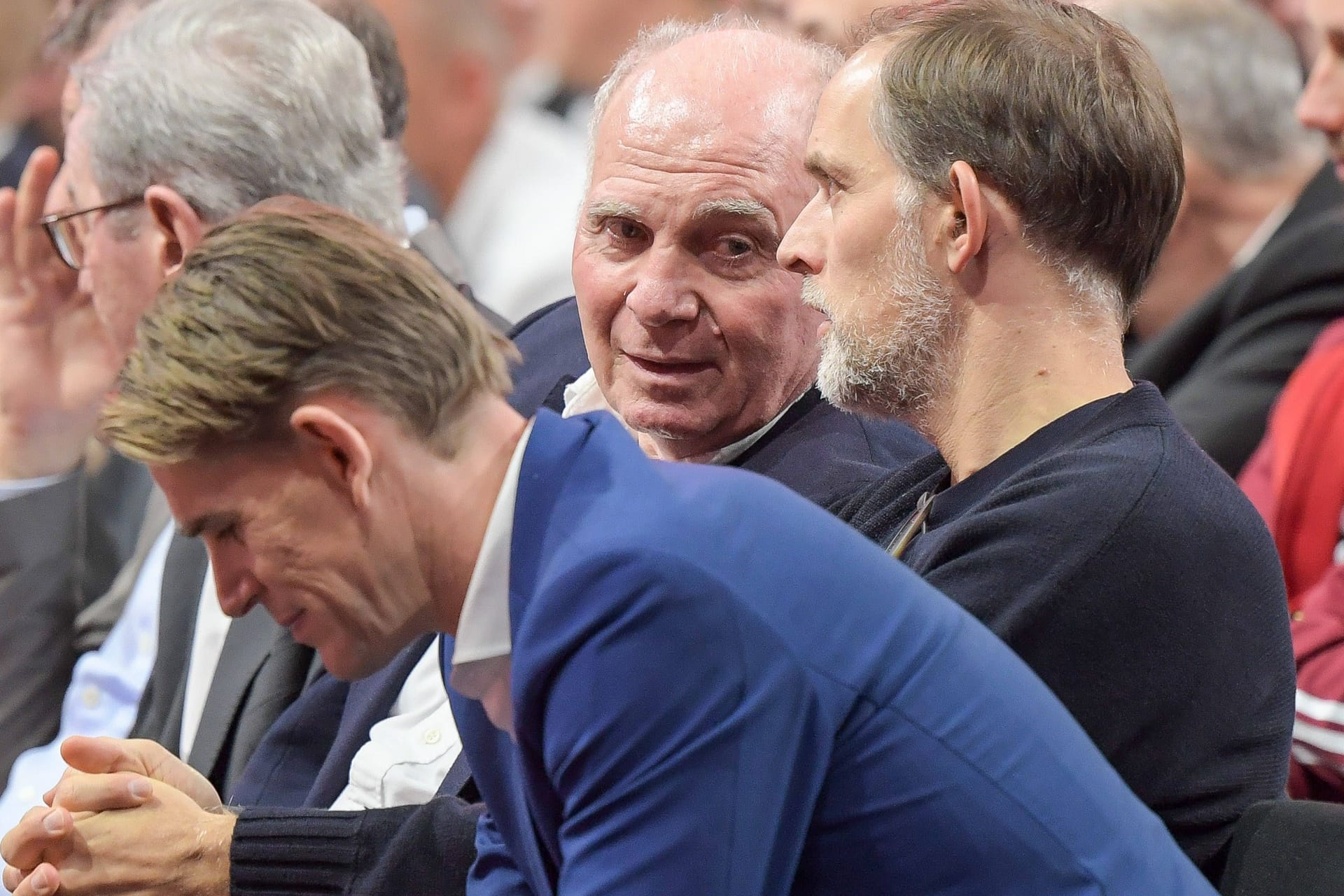 Sportdirektor Christoph Freund (v.): Er soll ein Treffen zwischen Uli Hoeneß (l.) und Thomas Tuchel organisiert haben.