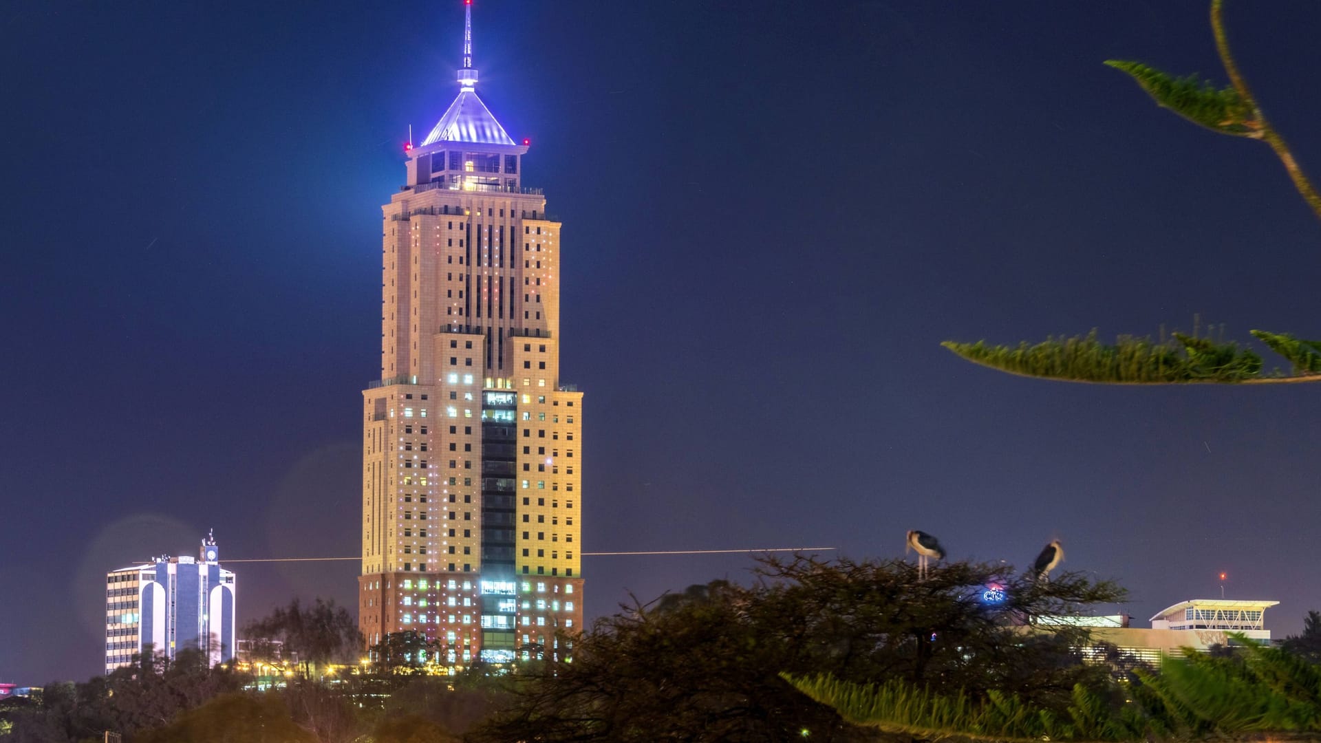 Business-Viertel von Nairobi bei Nacht.