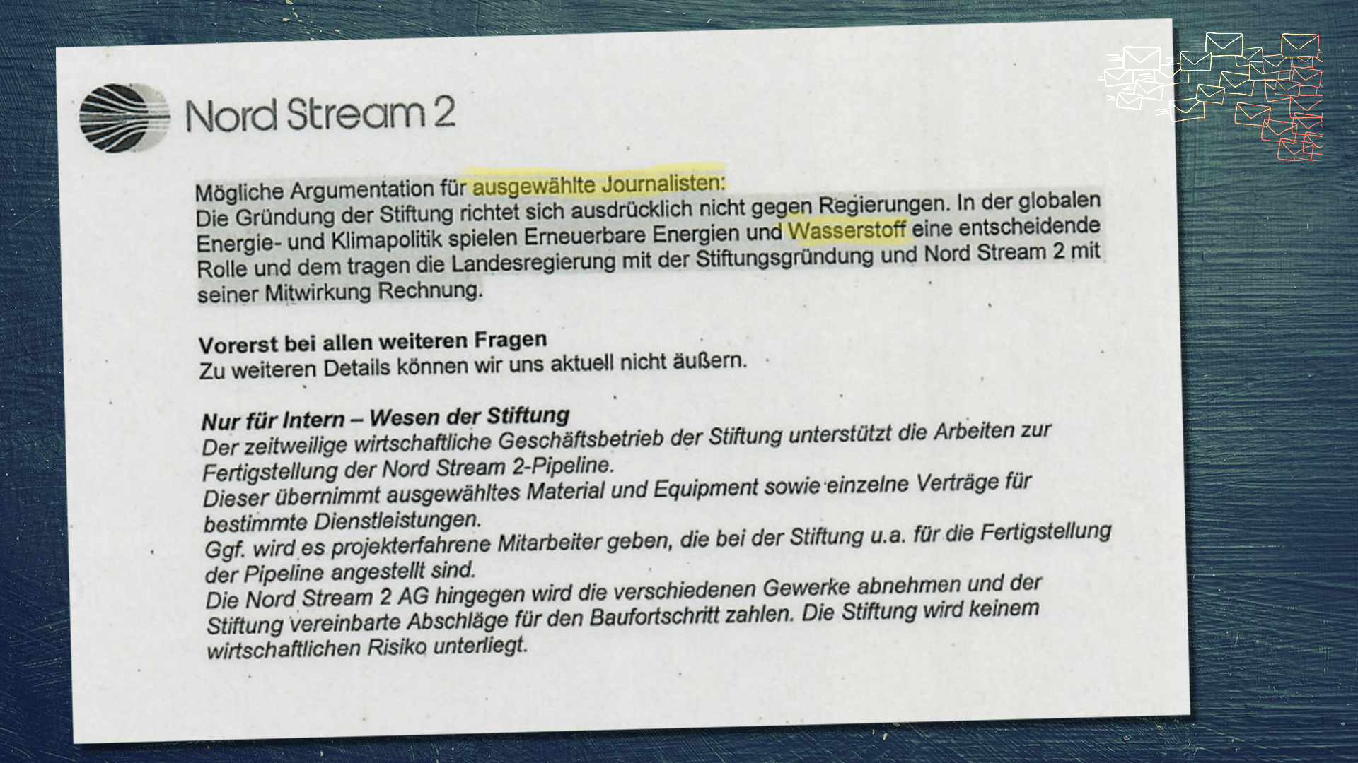 Auszug aus einem Dokument von Nord Stream 2.