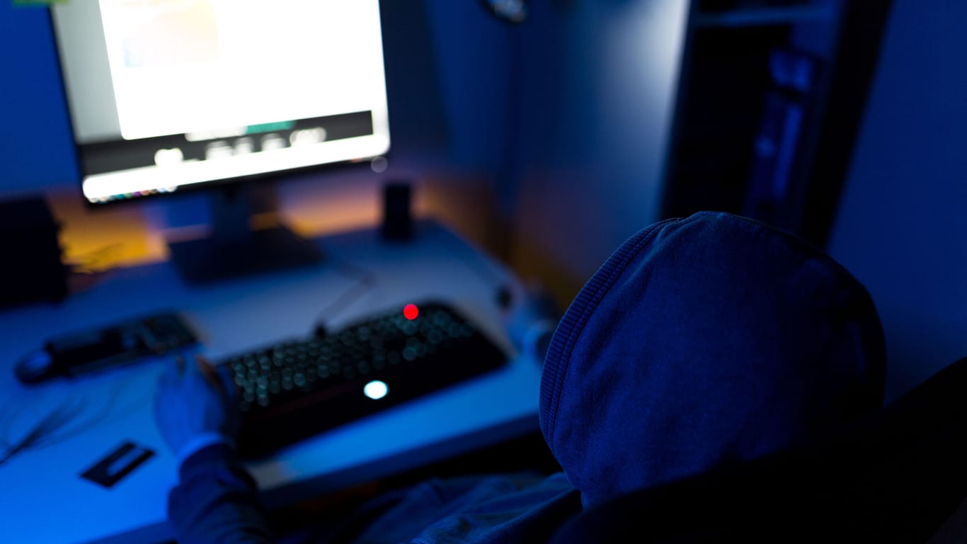 Ein Mann sitzt am Computer (Symbolbild): Das Landgericht hat einen Wiederholungstäter verurteilt.