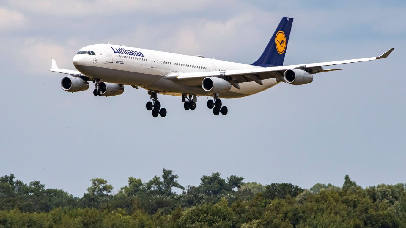 Airbus A340 der Lufthansa im Landeanflug (Symbolfoto): Der Flieger macht nicht zum ersten Mal Probleme.