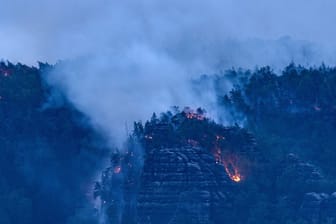 Waldbrand im Nationalpark Sächsische Schweiz: Das Feuer wütet auf mehr als 250 Hektar Fichtenwald.