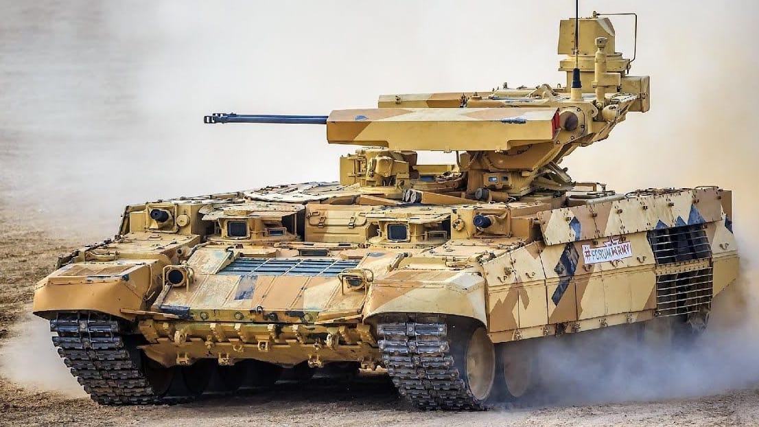 Ein russischer Schützenpanzer vom Typ BMPT-72 "Terminator 2": "Wir haben einen Tag der Gerichtsverhandlung vereinbart."