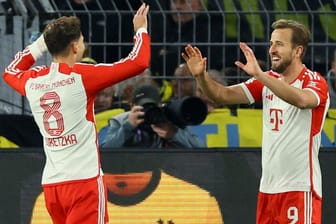 Harry Kane und Leon Goretzka: Die beiden gehörten beim 4:0 im Topspiel gegen Dortmund zu den besten Akteuren des FC Bayern.
