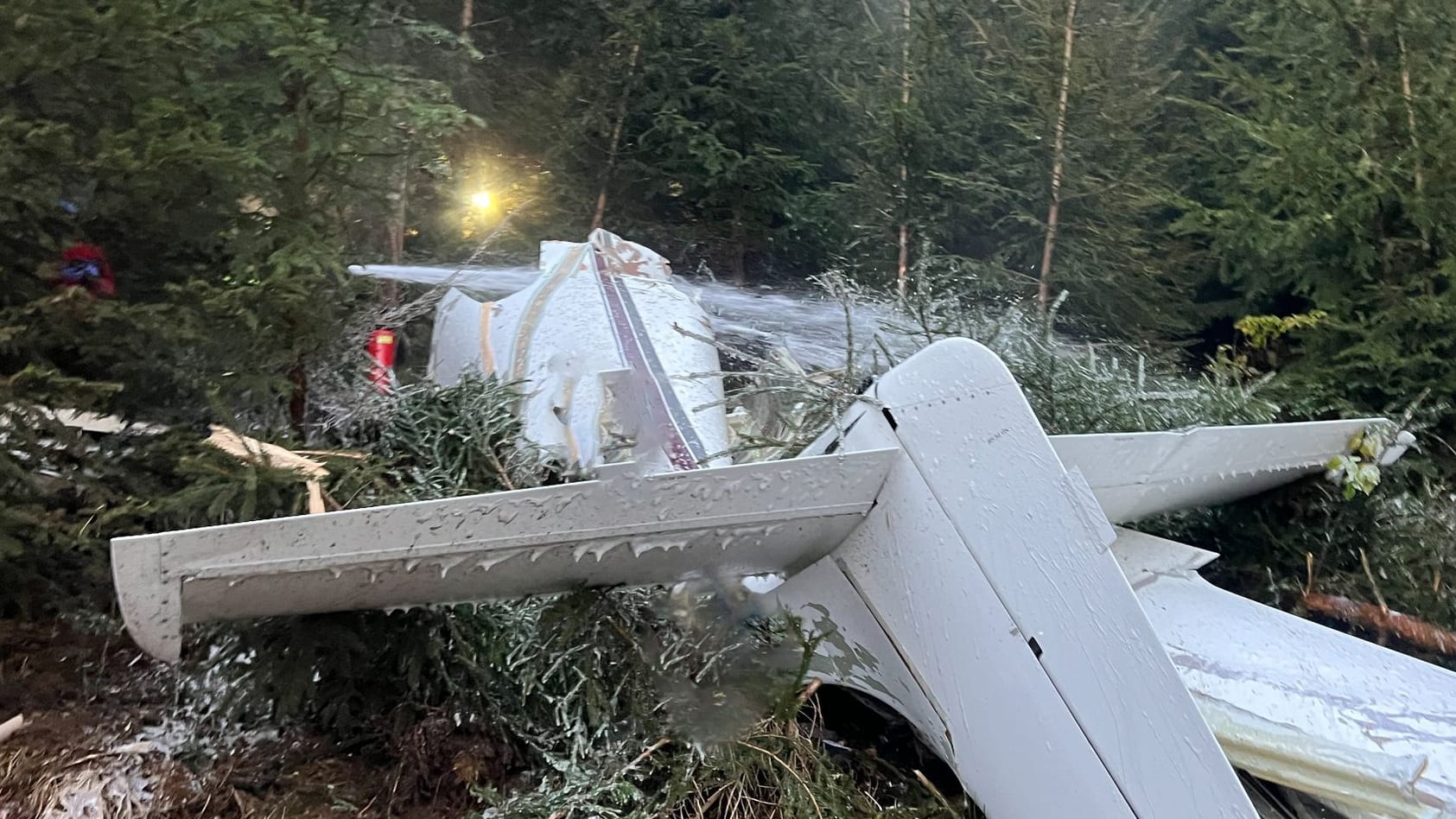 Wrack des abgestürzten Leichtflugzeugs.
