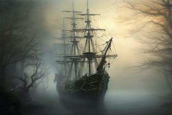 Grafische Darstellung eines Geisterschiffes (Symbolbild): Treiben auf hoher See wirklich verlassene Schiffe und unerlöste Seelen?