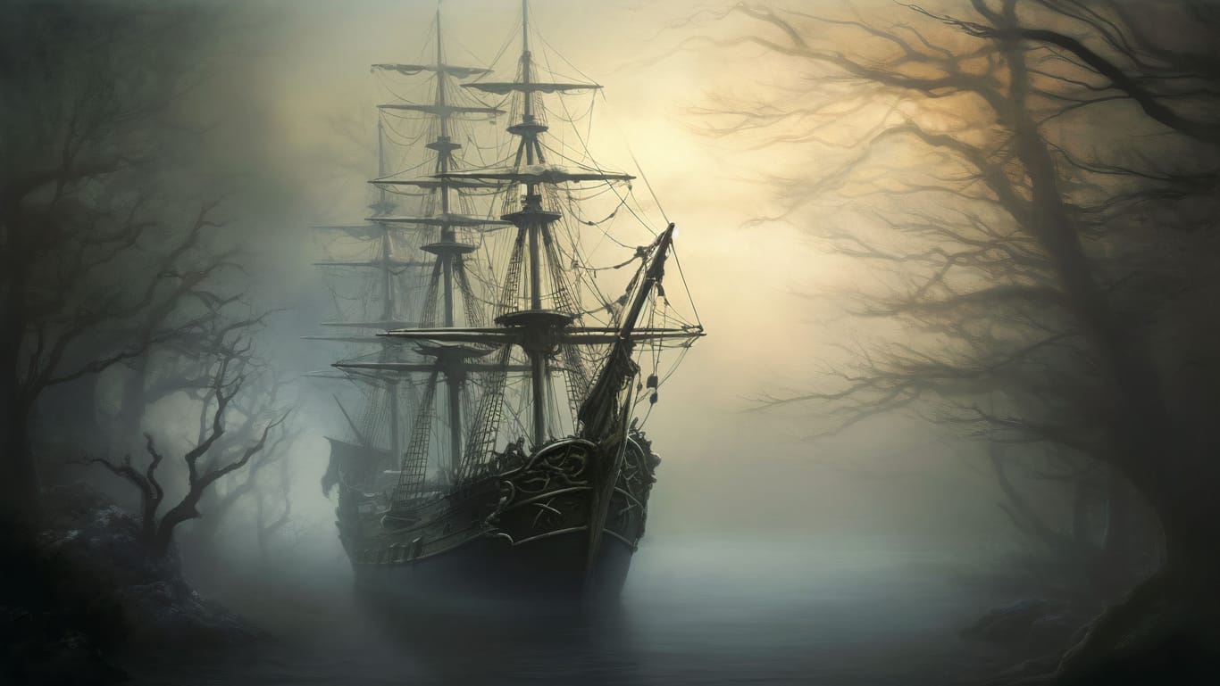 Grafische Darstellung eines Geisterschiffes (Symbolbild): Treiben auf hoher See wirklich verlassene Schiffe und unerlöste Seelen?