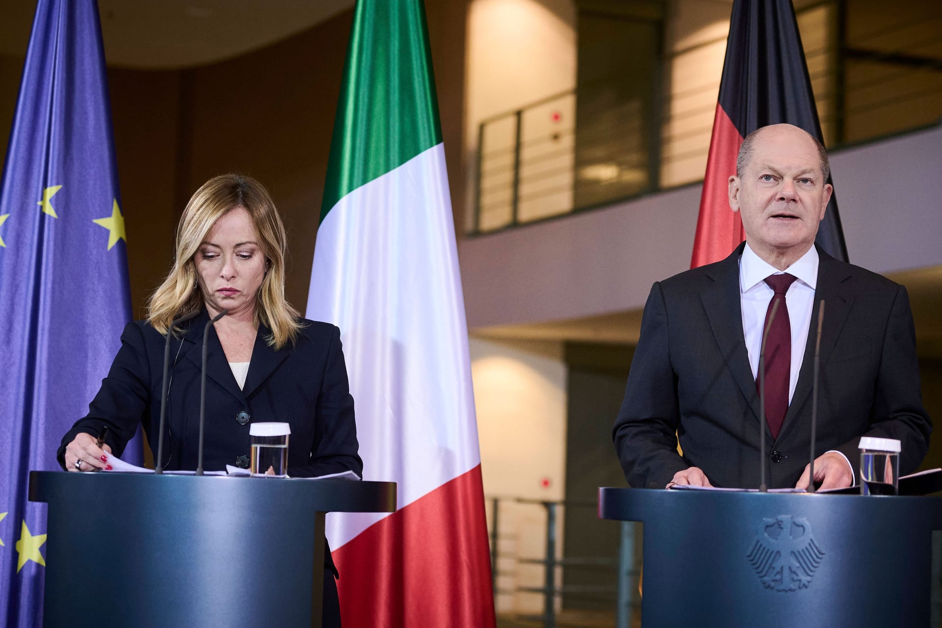 Georgia Meloni und Olaf Scholz: Bei dem Treffen in Berlin haben sie einen "Aktionsplan" unterzeichnet.