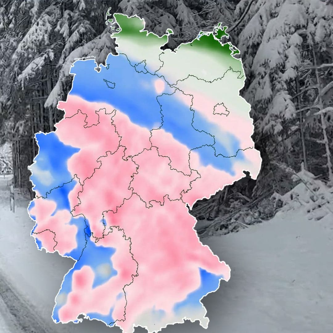 Schneefront über Deutschland