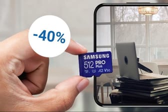 Die stark reduzierte MicroSD-Karte von Samsung bietet 128 Gigabyte Speicherplatz.