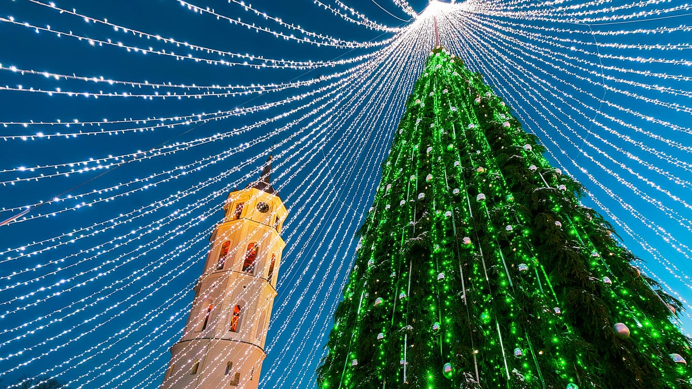 Weihnachtsbaum in Vilnius: Die riesige Konstruktion ist besonders beeindruckend.