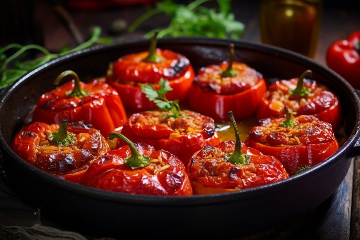 Gefüllte Paprika im Backofen