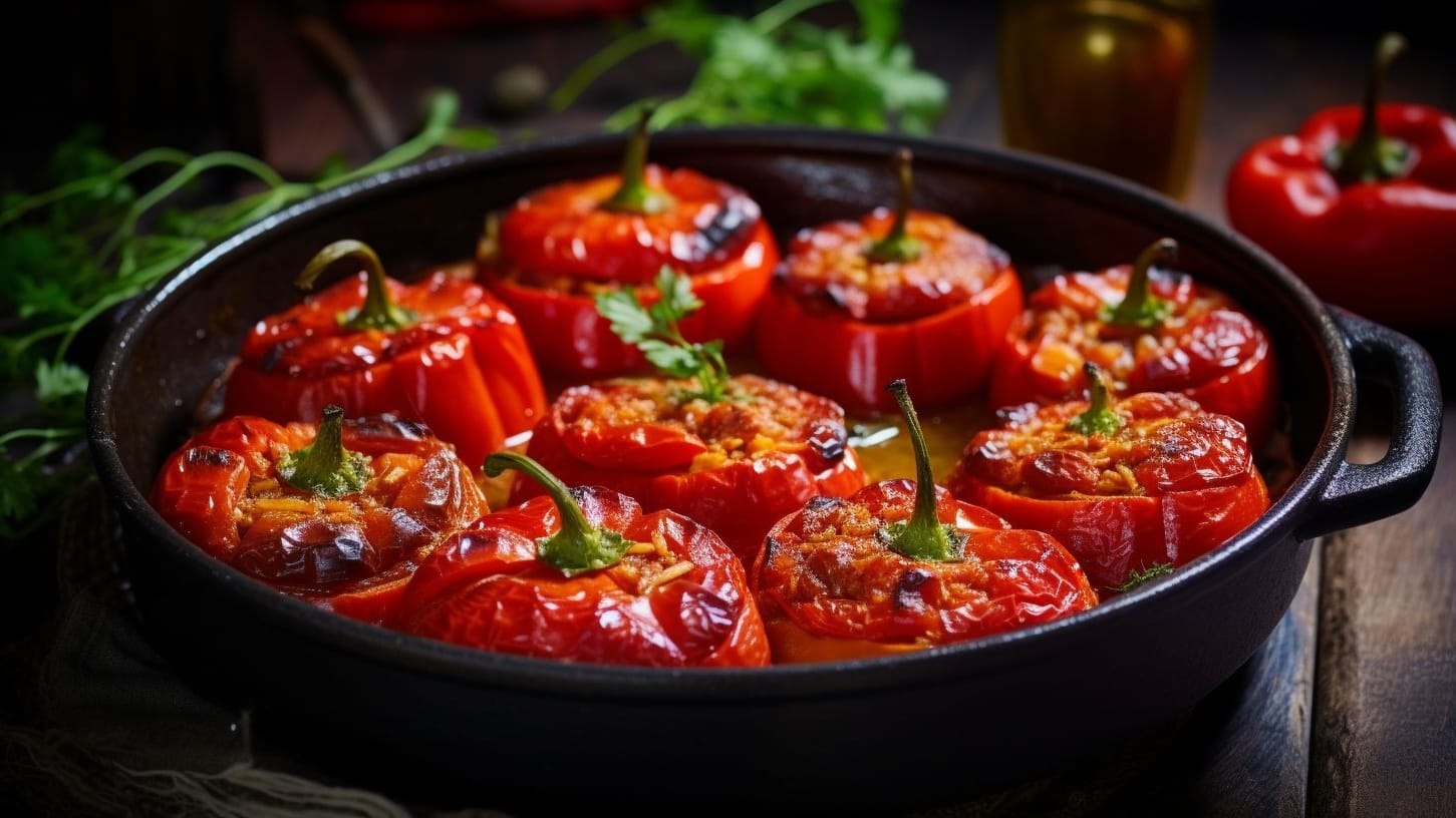 Gefüllte Paprika im Backofen