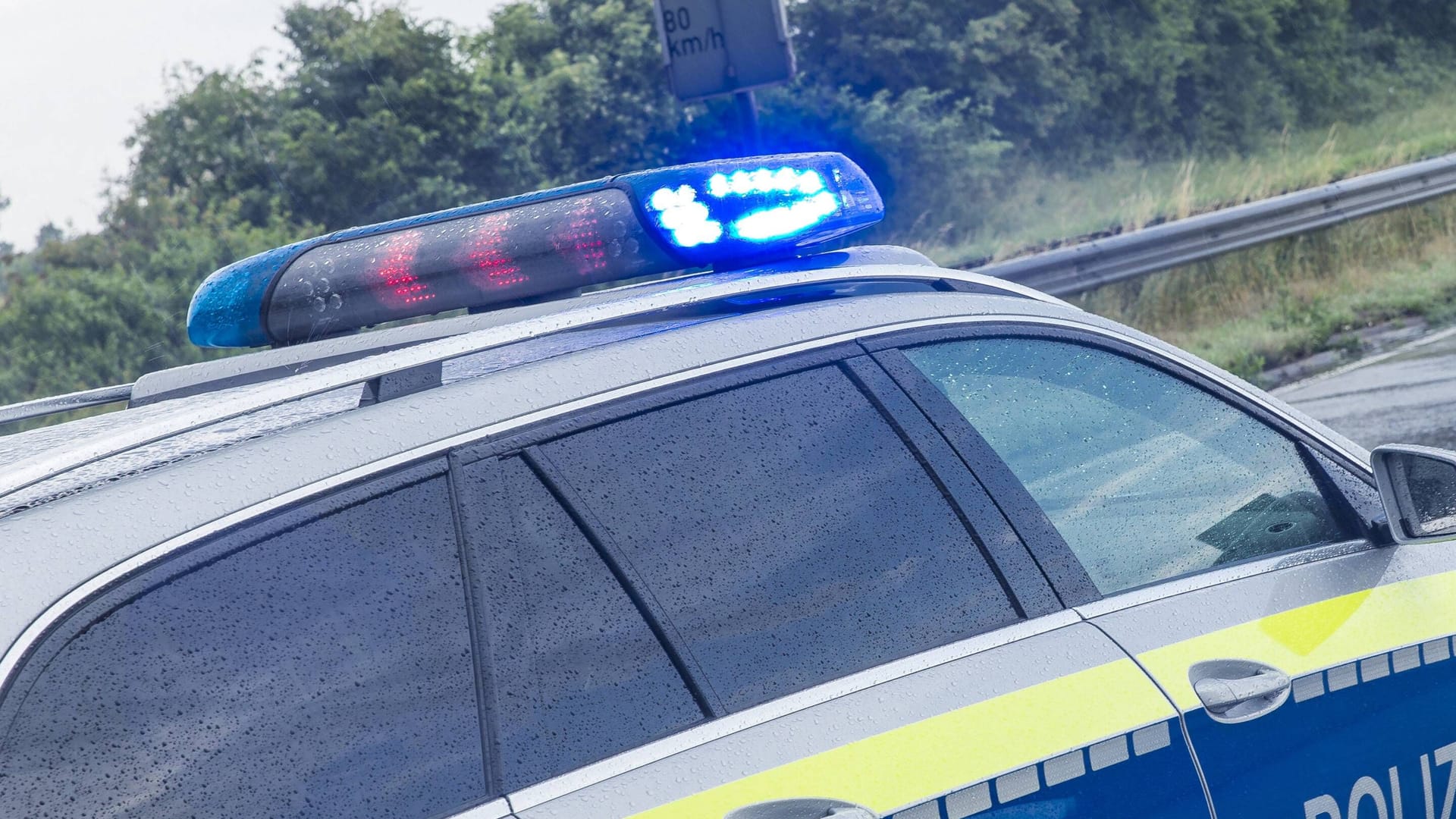 Polizeiauto auf der Autobahn (Symbolbild): Die Polizei sperrte aufgrund der Falschfahrerin die Autobahn.