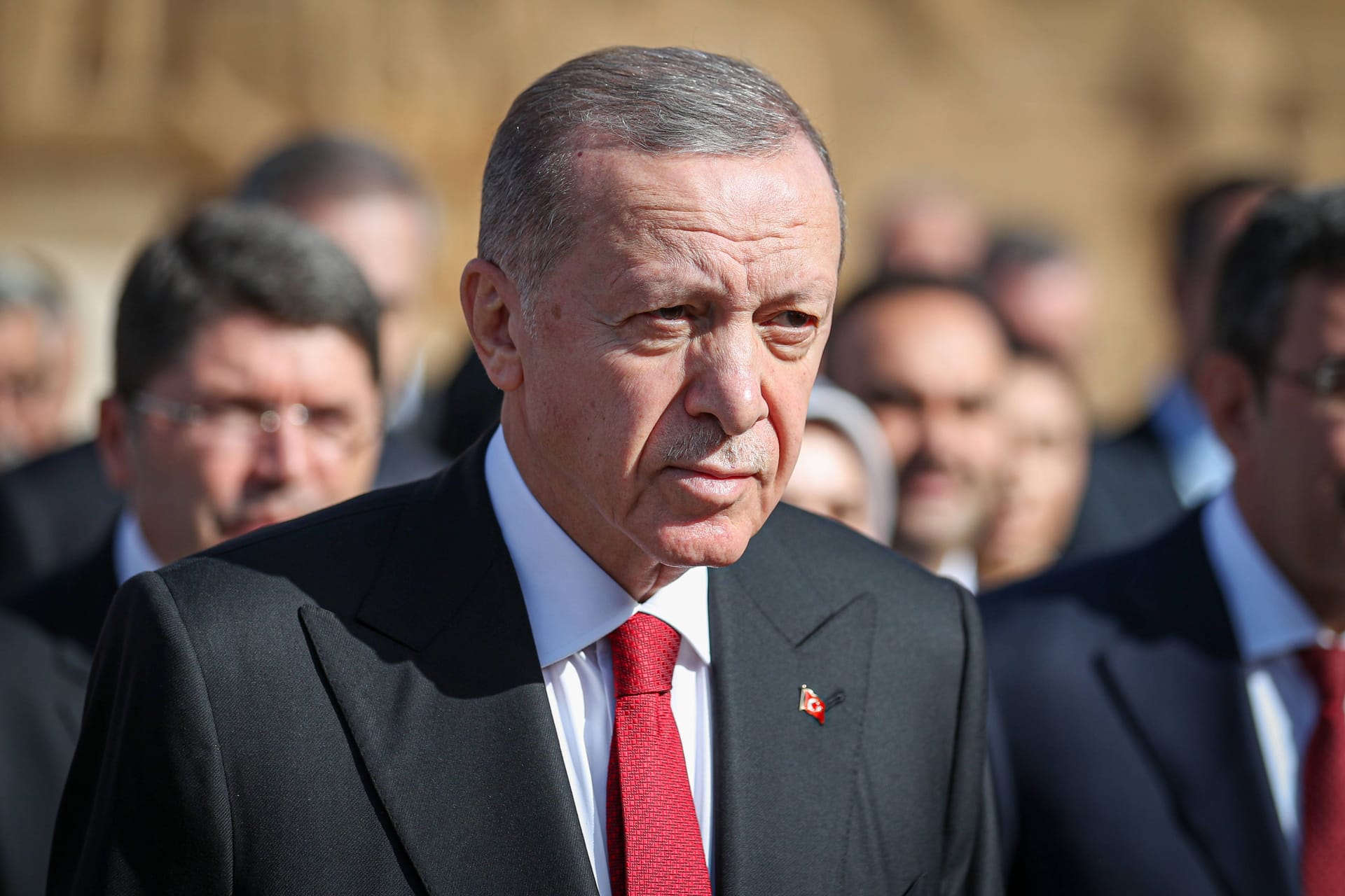 October 29, 2023, Ankara, Turkey: President Recep Tayyip Erdoan seen leaving Antkabir with his state delegation.