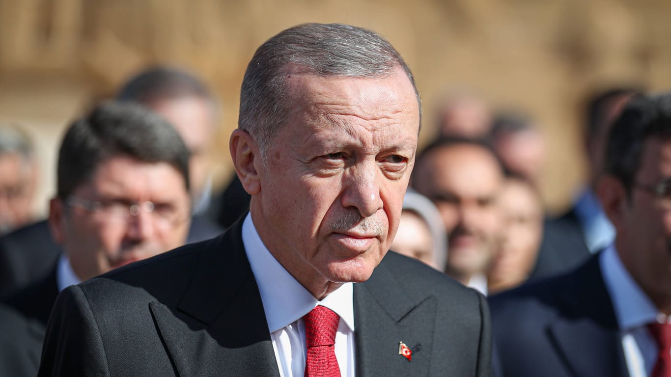 October 29, 2023, Ankara, Turkey: President Recep Tayyip Erdoan seen leaving Antkabir with his state delegation.