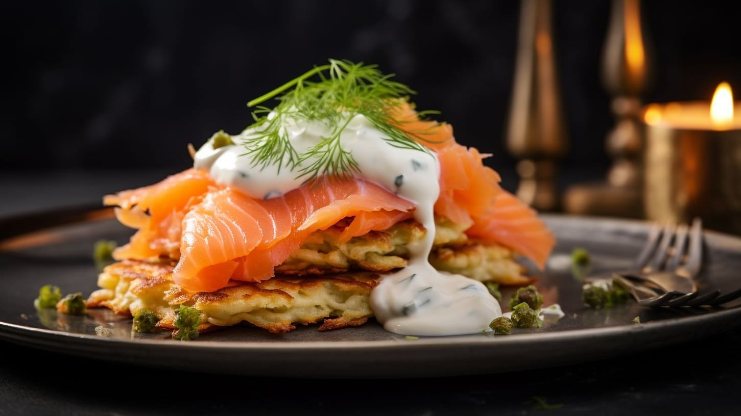 Kartoffelpuffer mit Lachs und Meerettich