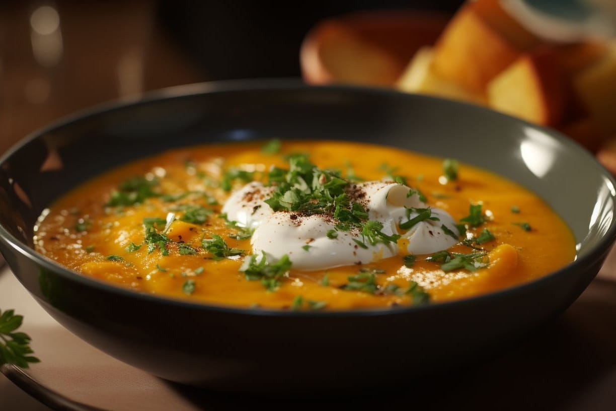 Kürbissuppe mit Kartoffeln