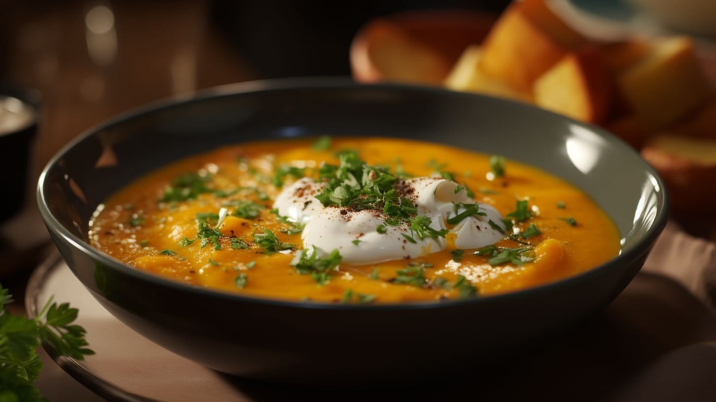 Kürbissuppe mit Kartoffeln