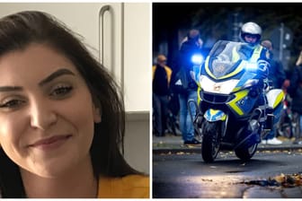 Vermisste Frau aus Hessen und ein Polizist auf seinem Motorrad (Montage): Seit Mittwoch rätseln die Ermittler.
