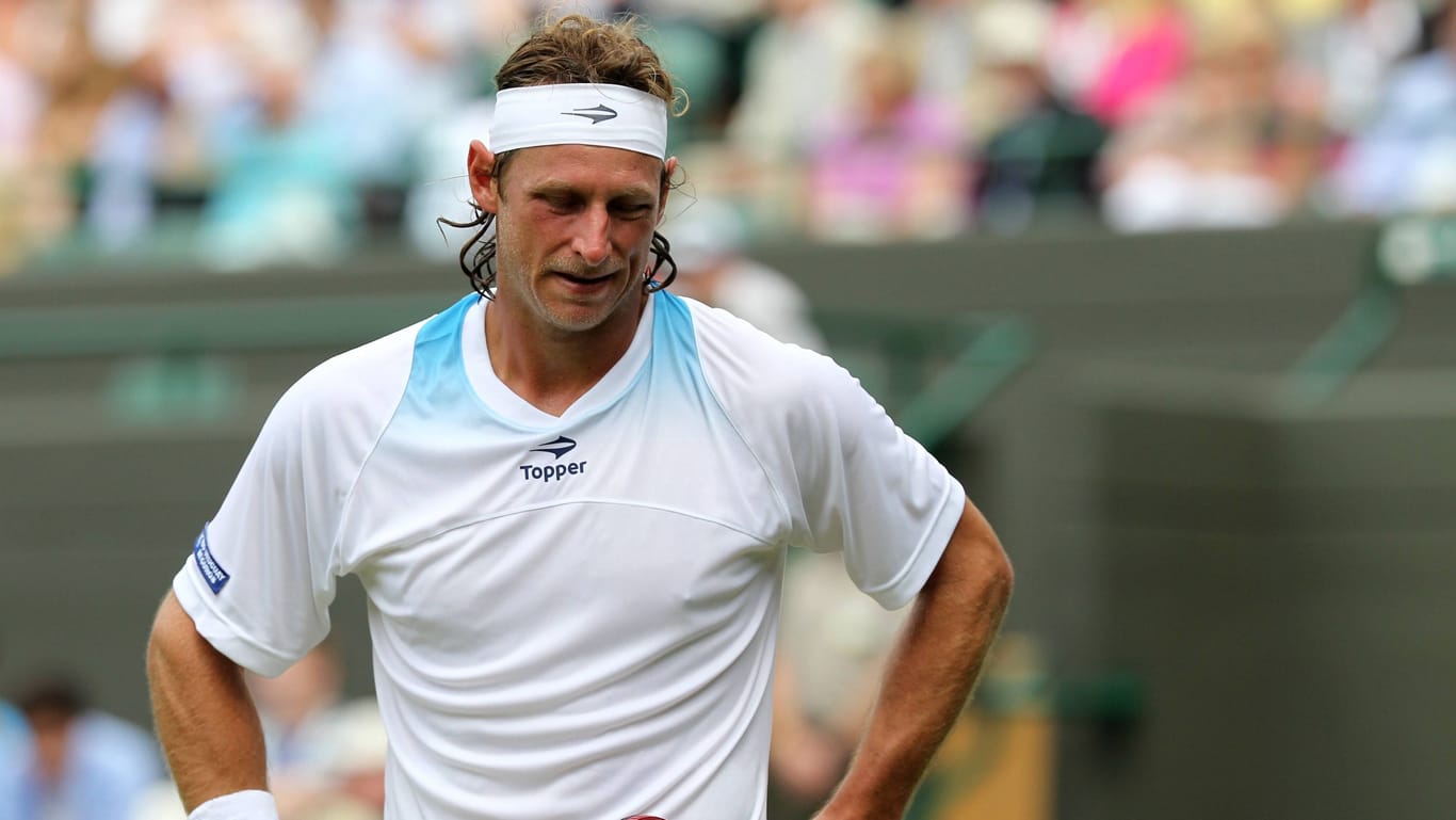 David Nalbandian während eines Spiels in Wimbledon 2012.