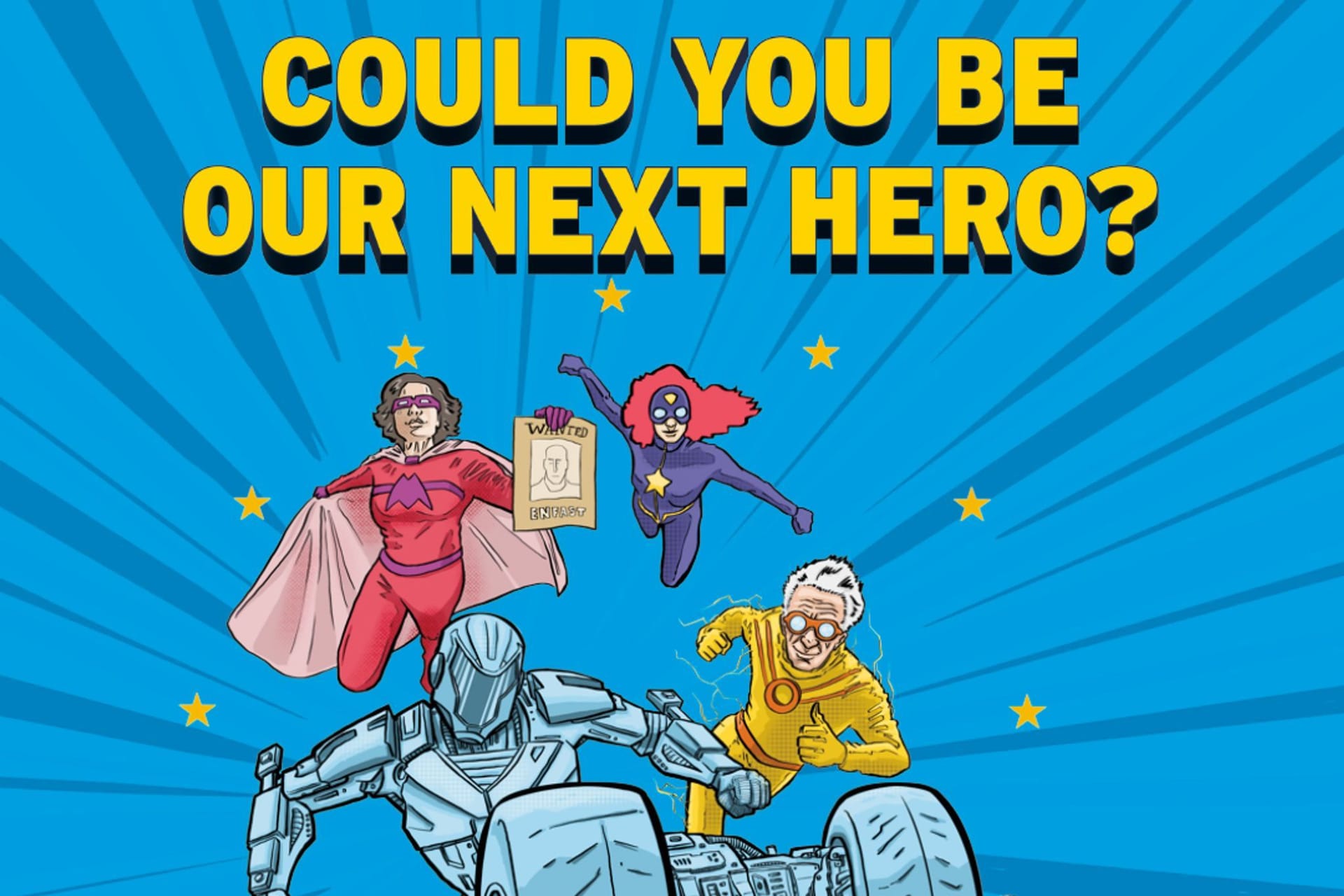 Plakat der Hero-Kampagne von Europol: Die europäische Polizei bittet um Hinweise zu geuschten Kriminellen.