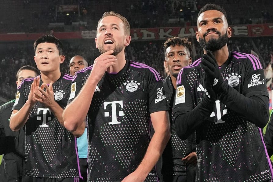 Eric Maxim Choupo-Moting und Harry Kane: Die beiden Stürmer standen in Köln gemeinsam für den FC Bayern auf dem Platz.