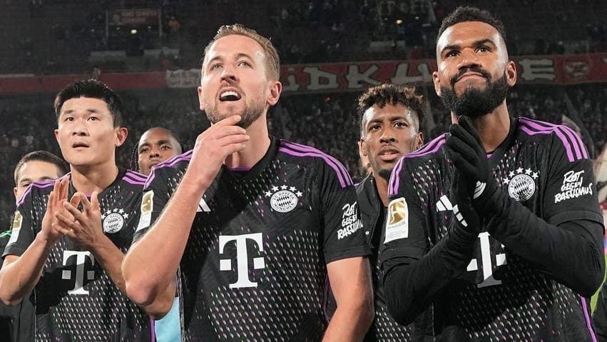 Eric Maxim Choupo-Moting und Harry Kane: Die beiden Stürmer standen in Köln gemeinsam für den FC Bayern auf dem Platz.