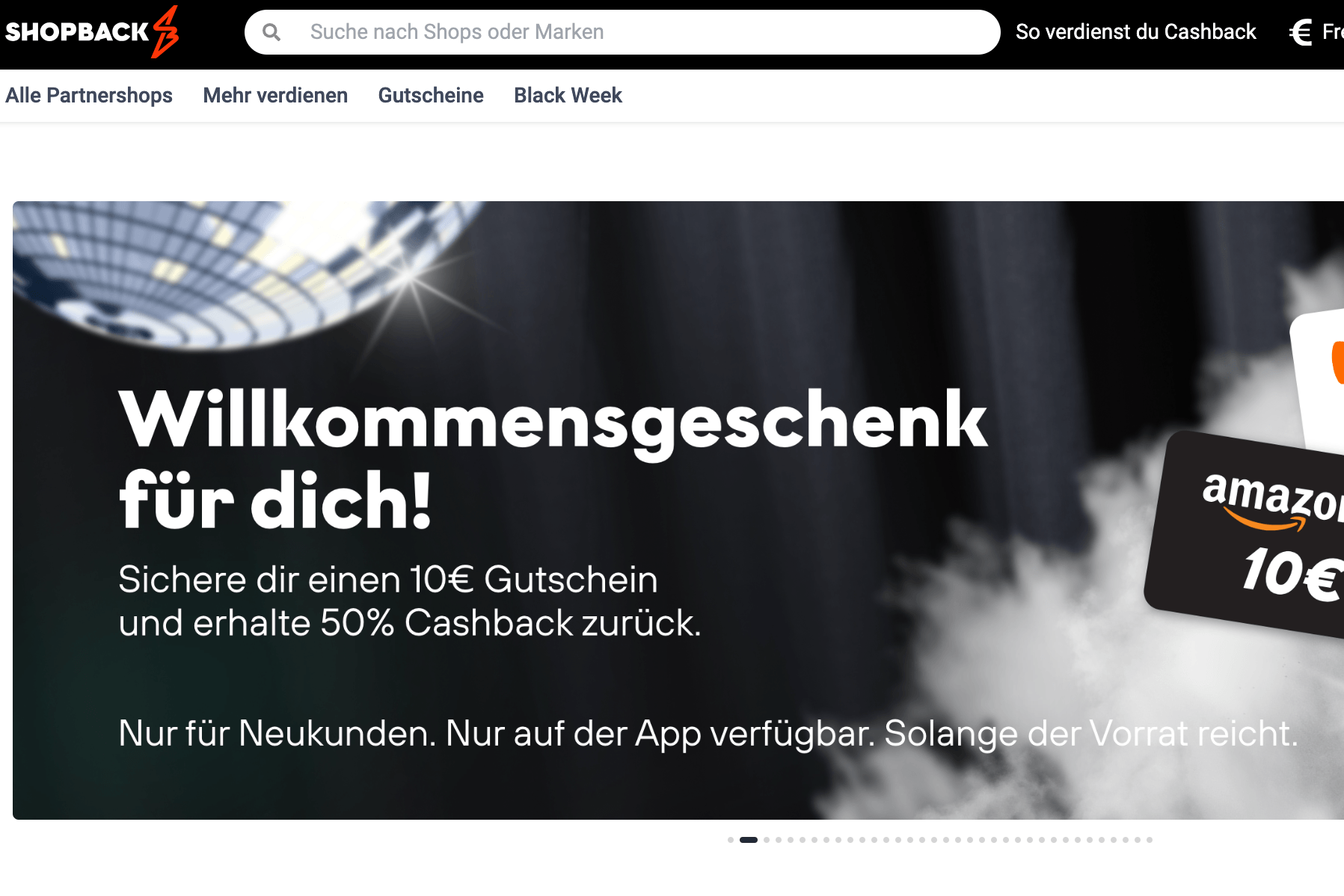 Shopback: Der Cashback-Anbieter wirbt mit Sparangeboten.