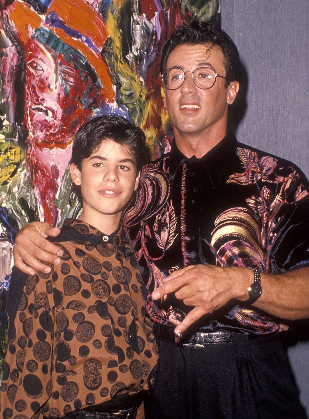 Sylvester Stallone und sein Sohn bei einem Event 1990.