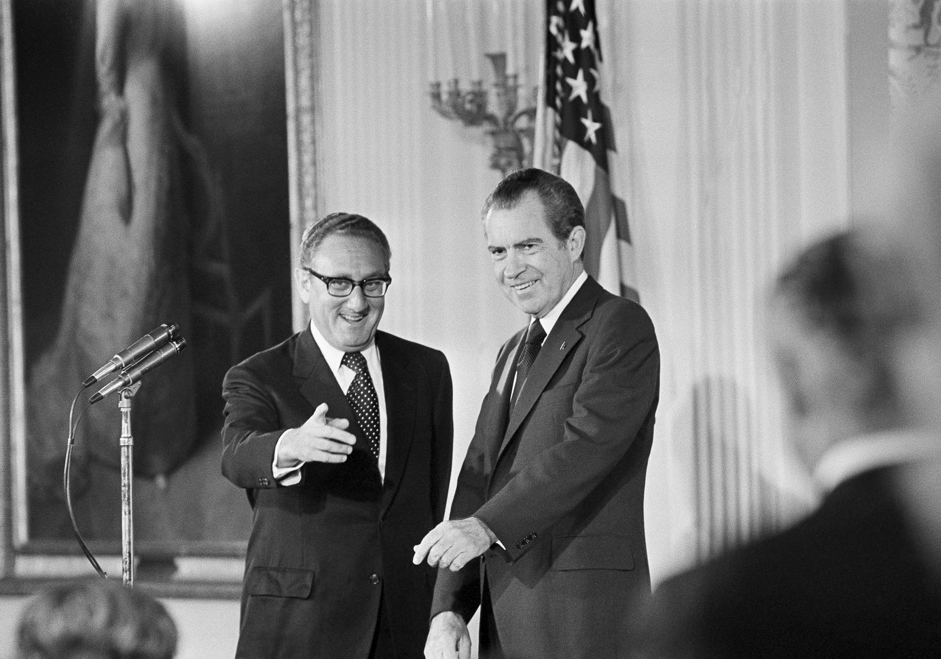 Henry Kissinger im Weißen Haus mit Richard Nixon, der ihn 1973 zum Außenminister machte.