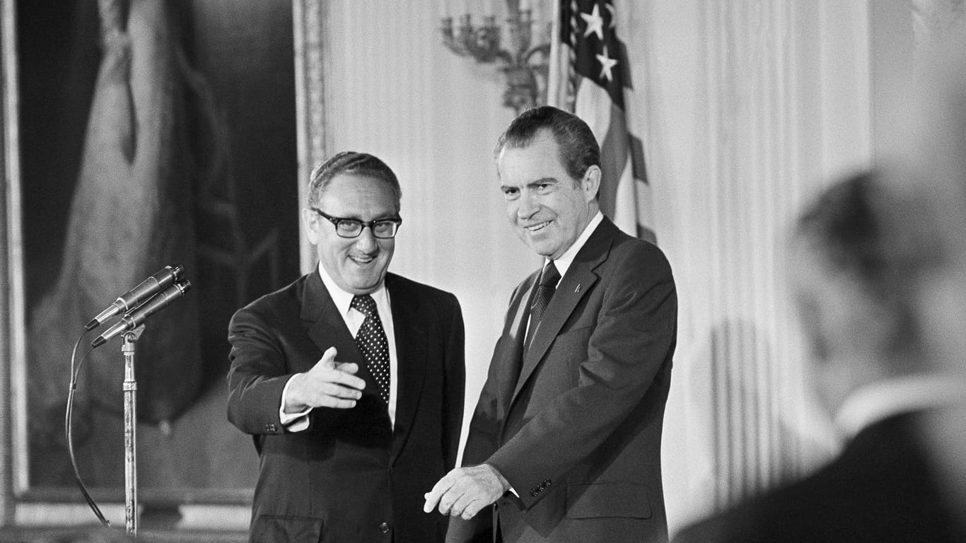 Henry Kissinger im Weißen Haus mit Richard Nixon, der ihn 1973 zum Außenminister machte.