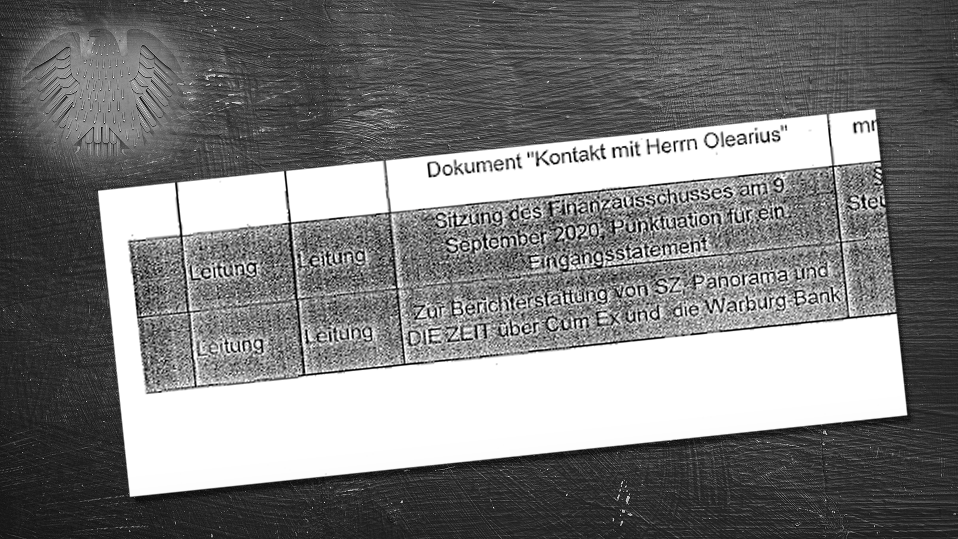 Das fragliche Dokument wurde von der "Leitung" für die "Leitung" des Bundesfinanzministeriums erstellt und versendet.