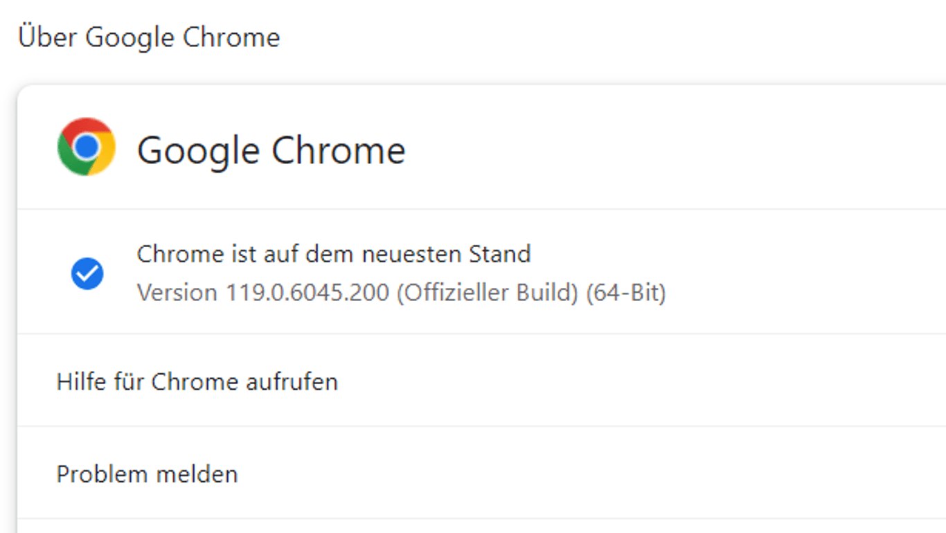 Google Chrome (Screenshot): Der Browser installiert das neue Update automatisch.