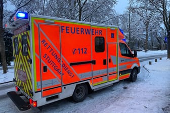 Ein Rettungswagen steht an der Unfallstelle: Die beiden Kinder kamen in ein Krankenhaus.