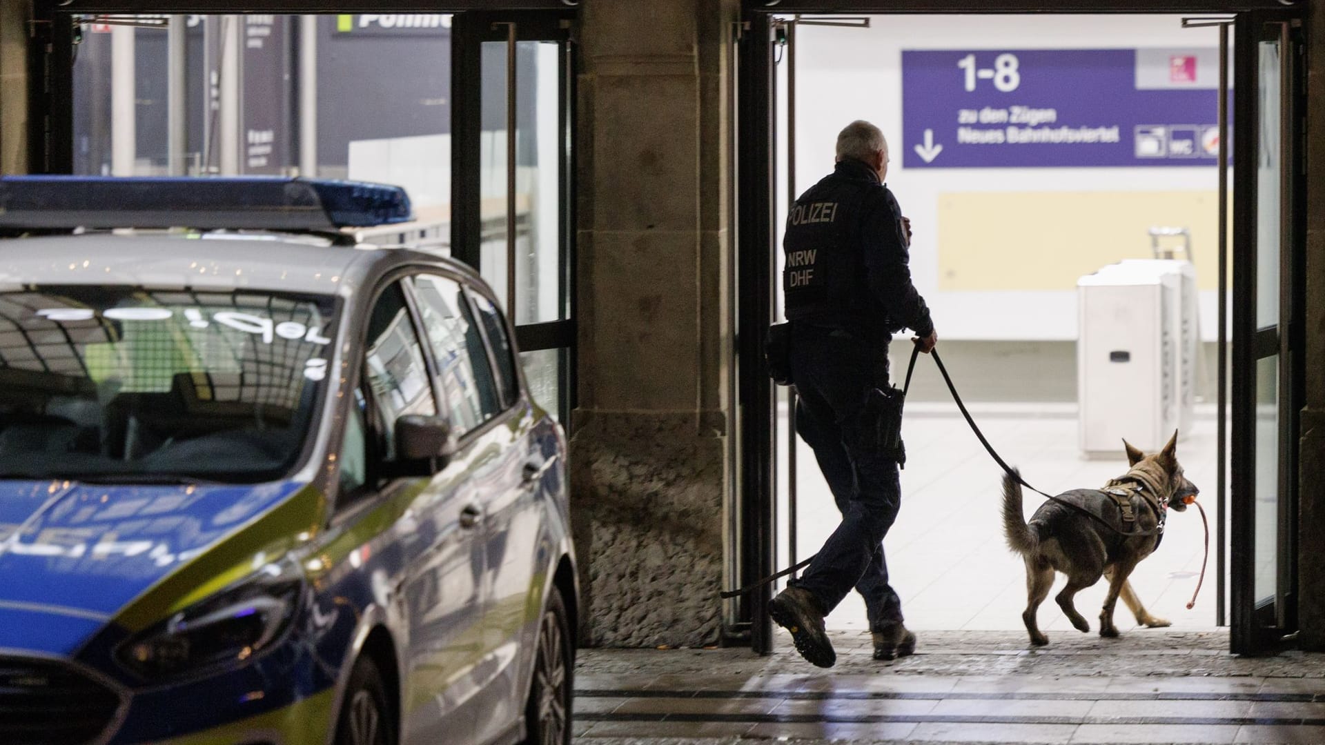 Auch ein Spürhund ist im Hauptbahnhof im Einsatz.