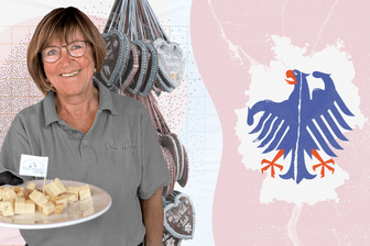 Rentnerin Margot Stefaniak: Sie verkauft Käse auf dem Oktoberfest in München.