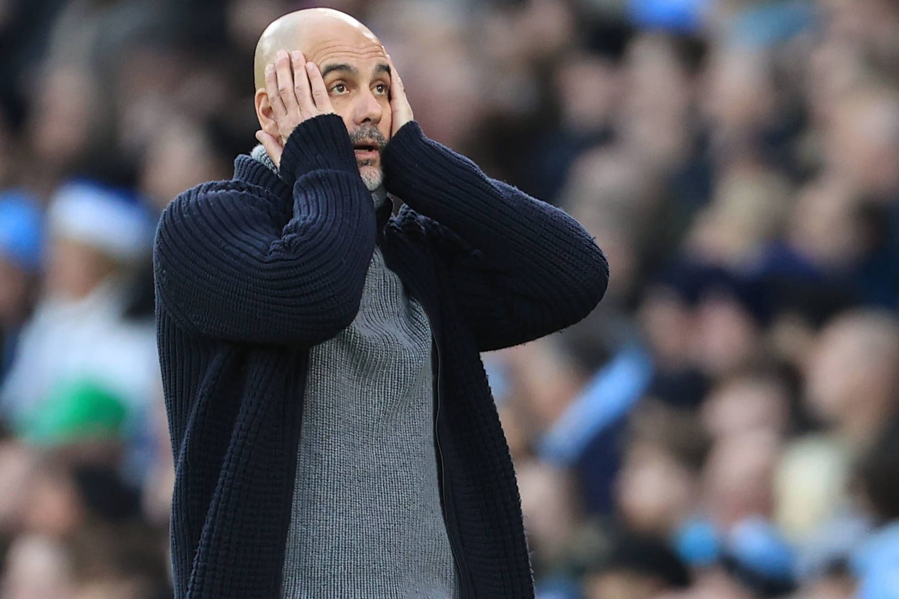 Pep Guardiola: Den Trainer der "Skyblues" machte das Geschehen auf dem Rasen teilweise ungläubig.