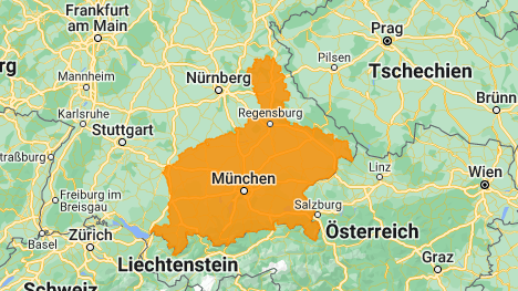 Im orange-markierten Gebiet soll es in der Nacht zu Montag zwischen -10 und -19 Grad kalt werden.