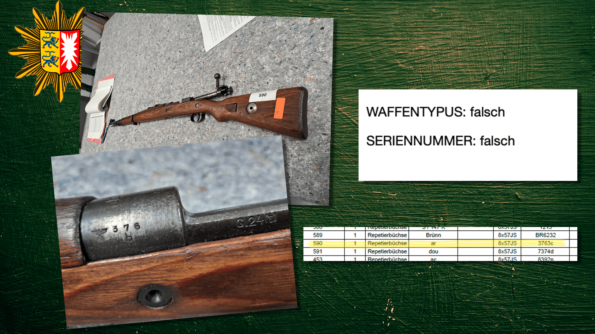 Die dritte Waffe, bei der die Nummer auf der LKA Liste nicht mit der gezeigten Waffen übereinstimmt