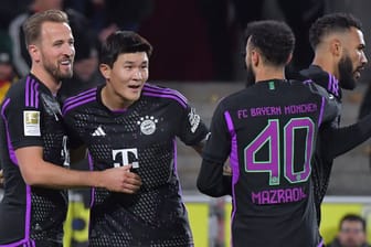 Harry Kane, Min-jae Kim, Noussair Mazraoui und Eric Maxim Choupo-Moting (v. l. n. r.): Die Bayern-Spieler hatten zuletzt ungewollt spielfrei.