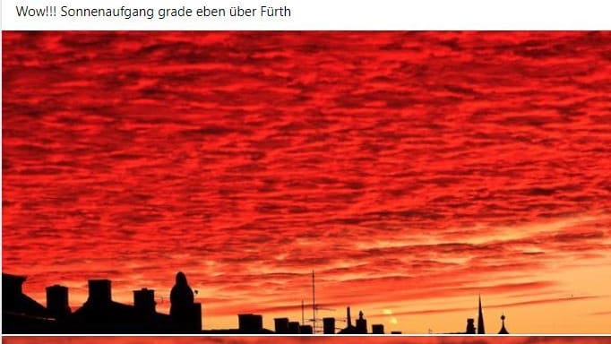 Blutroter Himmel über den Dächern Fürths.