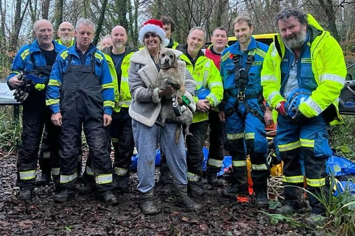 Wieder vereint: Die Küstenwache rettete im Süden Englands einen Hund und vereinte ihn wieder mit seiner Halterin.