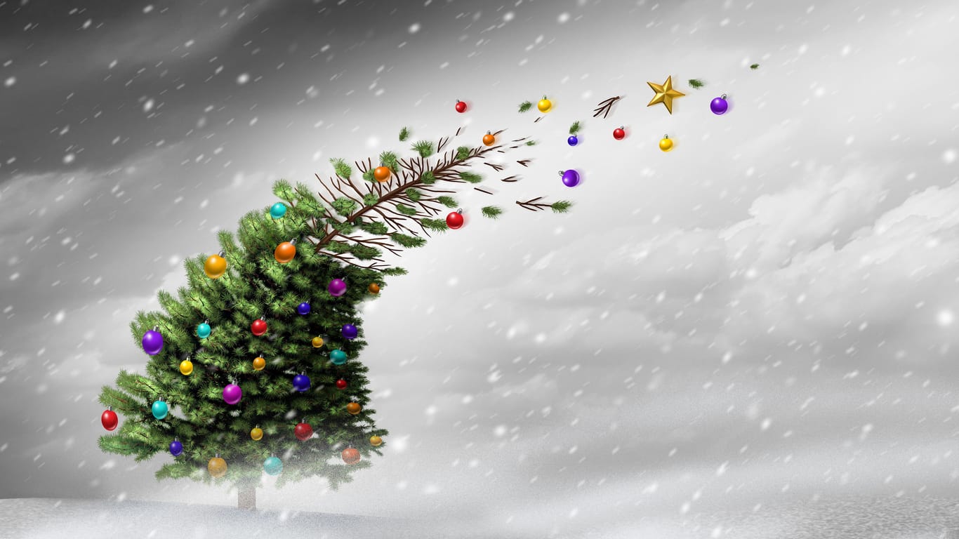 Es wird stürmisch zu Weihnachten im Südwesten – Weihnachtsbäume im Freien sollten gesichert werden.