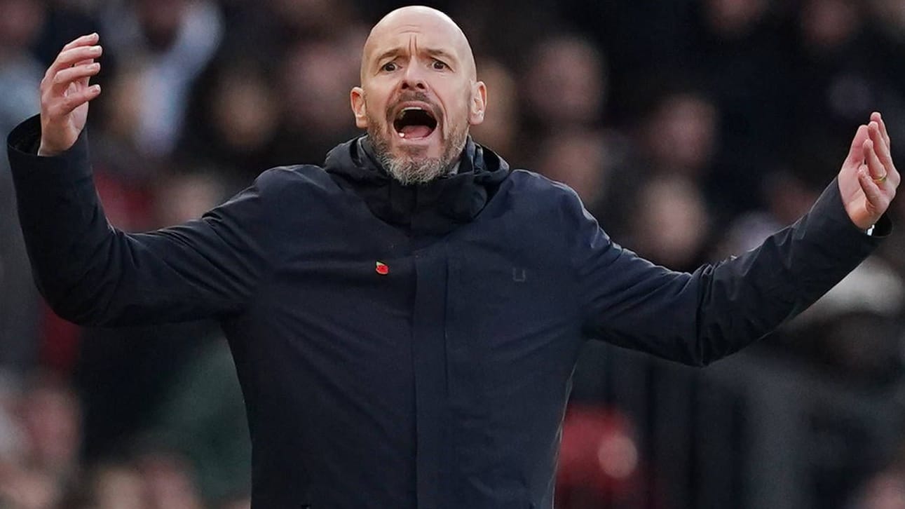 United-Trainer Erik ten Hag: Unglückliche Figur.